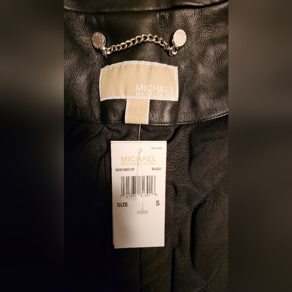 NWT Michael Kors Black Leather Moto Motorcycle Jacket Size Small - Picture 8 of 16
